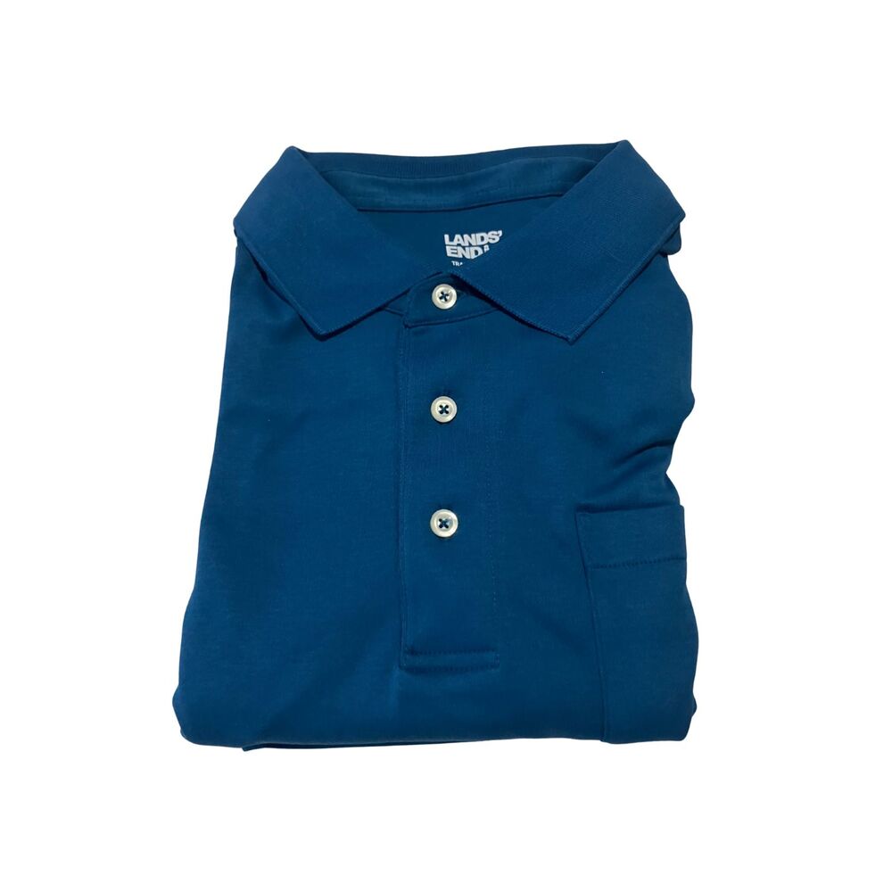 Lands’ End Men’s Polo Shirt XL Traditional Fit Blue Short Sleeve  100%Cotton - Picture 7 of 10